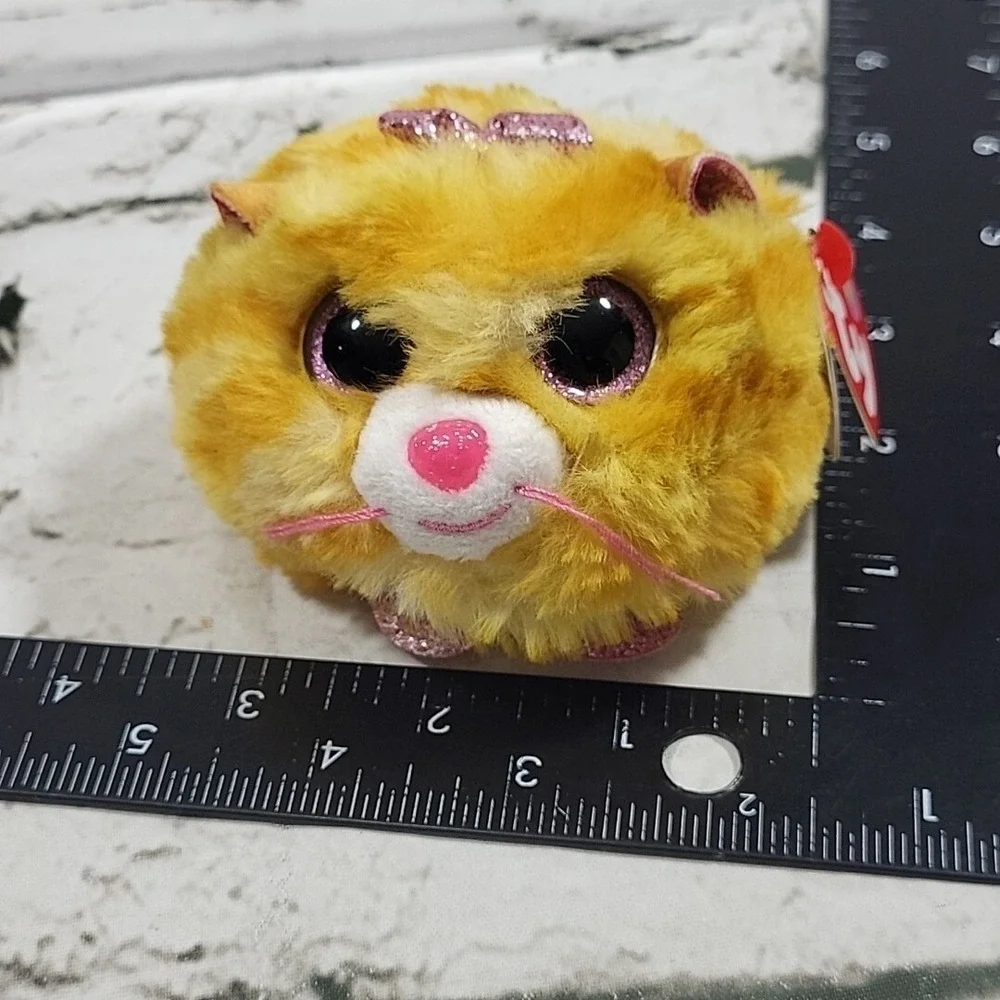 Ty Puffies Collection Tabitha‎ Plush Mini Round Tossable Beanie Baby Tiger Cat